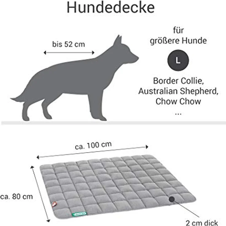 Doctor Bark Hundedecke - weiche, hochwertige Hundematte für größere Hunde, robuste Indoor - Outdoor Liegedecke, waschbar bis 95°C (Gr. L, Hellgrau) – Bild 3