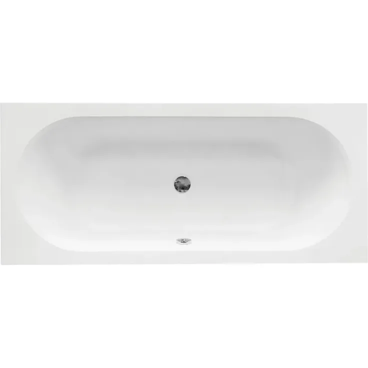 Bad Land VITAE Rechteck Badewanne 160x75 cm, inklusive Wannenträger, Bambus Badewannenablage und Kopfstütze, schneeweiß