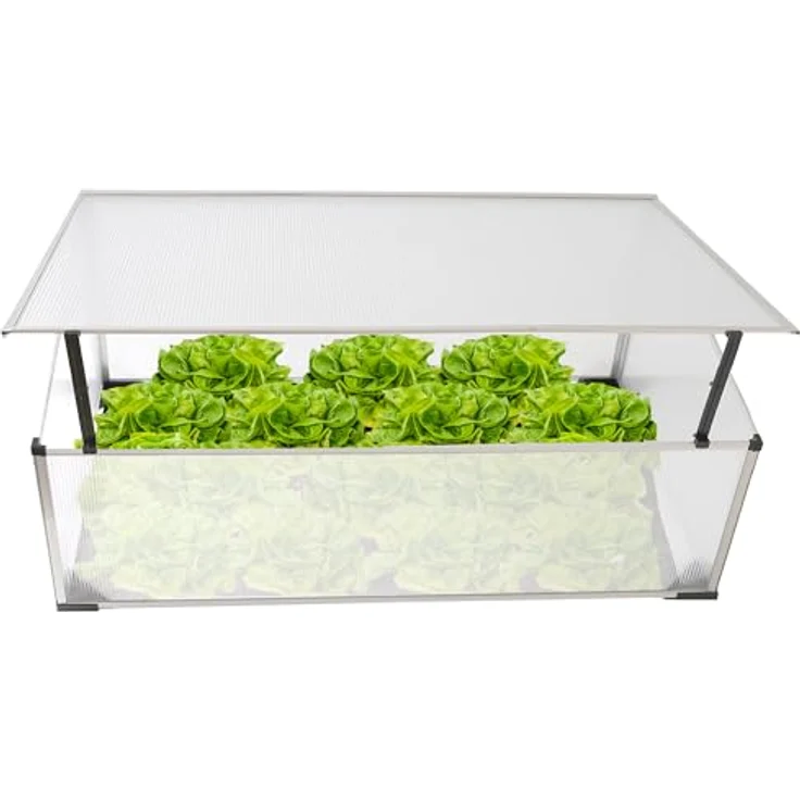 NATIV Frühbeet aus 1 mm dicken Aluminium, Hochbeet Abdeckung mit arretierbarem Dach, Frühbeetkasten mit Polycarbonatplatten, Frühbeetaufsatz für Hochbeet 100 x 60 cm, Mini Gewächshaus – Bild 5