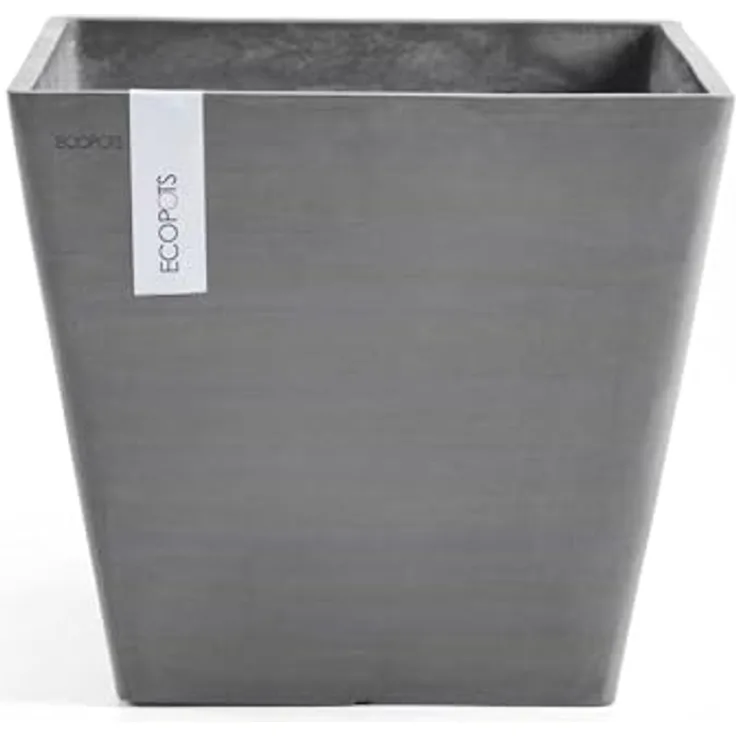 Ashortwalk ECOPOTS Pflanztopf Rotterdam aus recyceltem Kunststoff (Breite 40cm x Länge 40cm x Höhe 35cm) (grau)