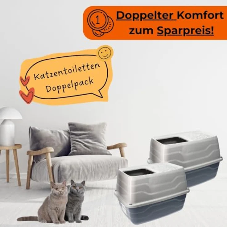 GarPet Katzentoilette 2x Hop In Katzenklo oben einstieg Katzentoilette Top Entry Doppelpack, Hellblau/Weiß kombiniert – Bild 6