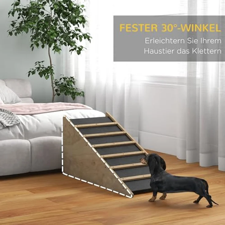 PawHut Hunderampe Haustierrampe, Kofferraumrampe, Rutschfestes Hundeeinstiegshilfe für mittelgroße Hunde bis zu 20 kg, 90 x 40 x 45 cm – Bild 3