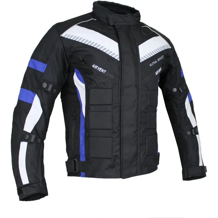 Alpha Speeds Motorradjacke Herren Motorrad Biker Textil Jacke Wasserdicht mit Protektoren Belüftungssysteme, All Season, SLIM Blau