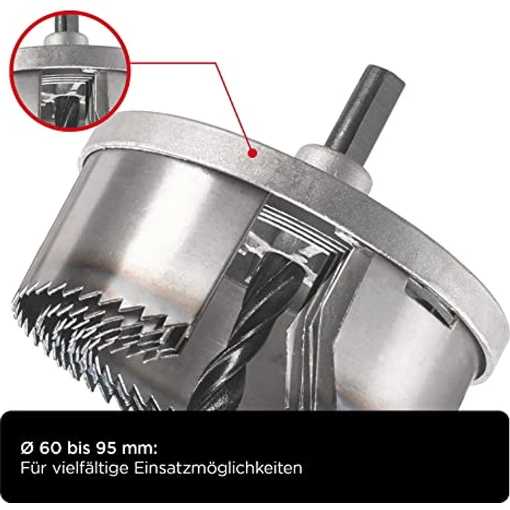 Kraftixx Lochsägensatz 498477 (5-teilig, Durchmesser: 60, 67, 74, 81, 95 mm) – Bild 4