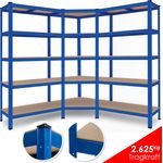 MASKO 3er Set Metall Regalsystem Lagerregal 1 Eckregal & 2 Lagerregale 15 Böden MDF-Platten Regal 2625 kg Werkstattregal Kellerrregal Garage Schwerlastregal Steckregal MDF-Platten Blau