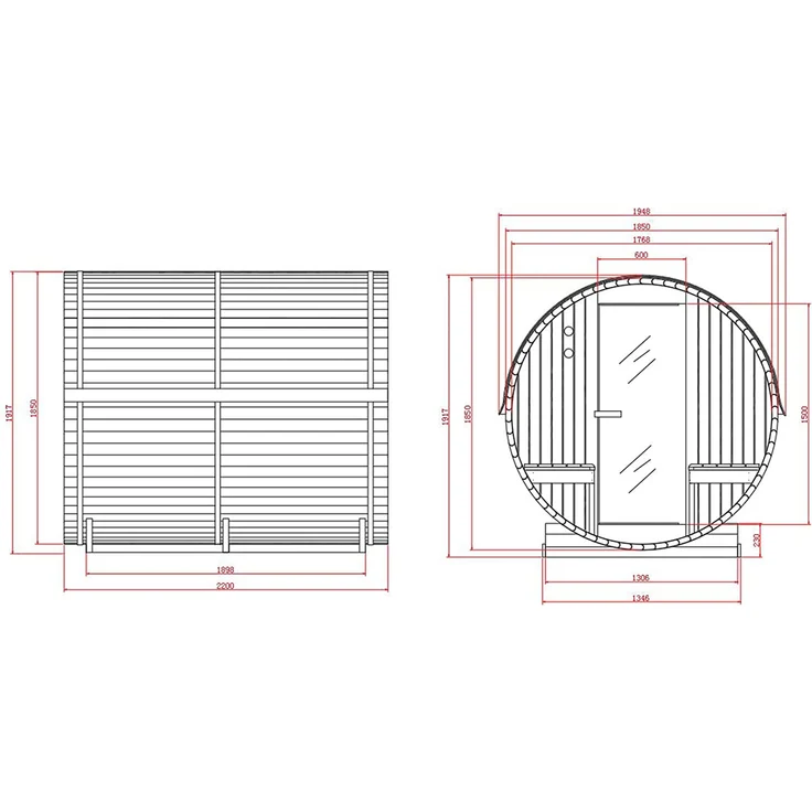HOME DELUXE - Outdoor Fasssauna LAHTI DELUXE L - Maße: ca. 192 cm x 195 cm x 220 cm, Holz: Fichtenholz - inkl. Elektroofen und kompl. Saunazubehör I Gartensauna, Außensauna, Sauna für 4 Personen – Bild 4