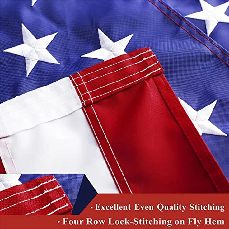 G128 American usa us-Flagge 4x6 ft Deluxe gestickte Sterne genäht Streifen messingösen – Bild 3