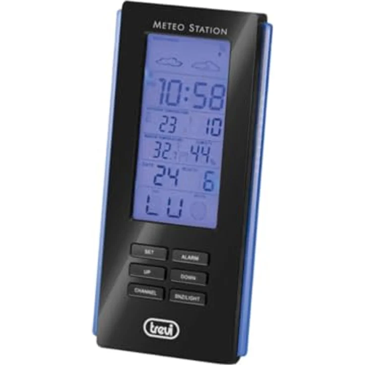 Trevi ME 3108 RC, Wetterstation mit Innen- und Aussentemperaturmessung, Hygrometer, Schwarz – Bild 1