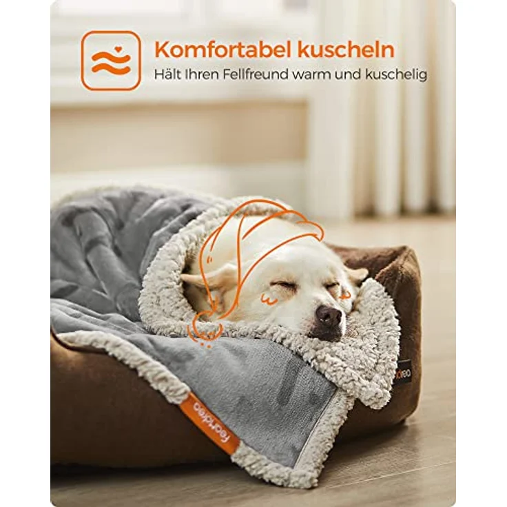 Feandrea wasserdichte Hundedecke, Sherpa Fleece Haustier Decke für Miniaturhunde und kleine Hunde, Katzen, maschinenwaschbar, grau – Bild 4