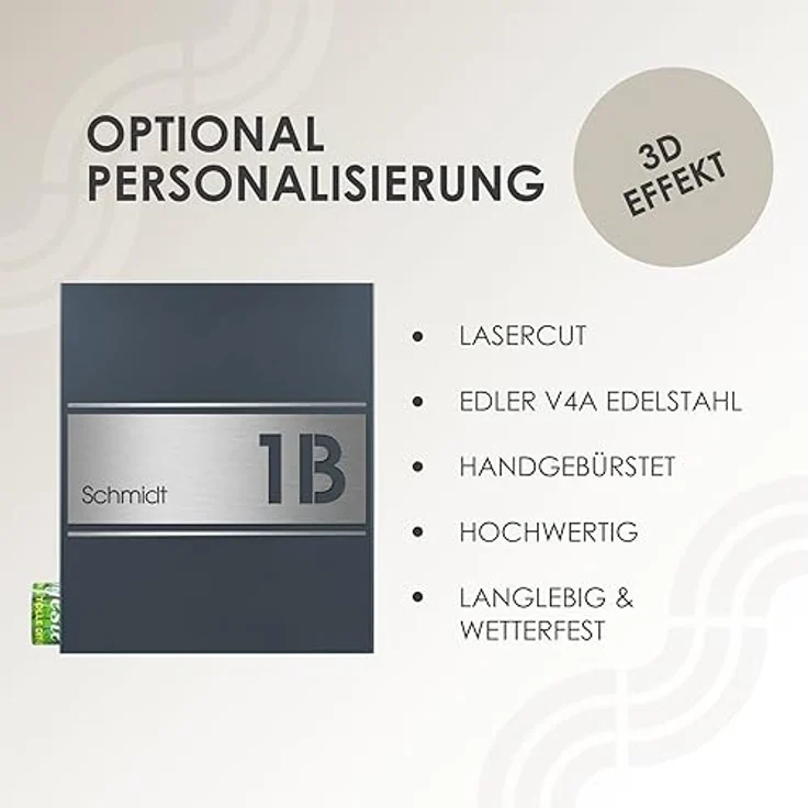 MOCAVI Box 141 Design-Briefkasten mit Zeitungsfach anthrazit-grau (RAL 7016), Edelstahl-Detail, Wandbriefkasten groß – Bild 6