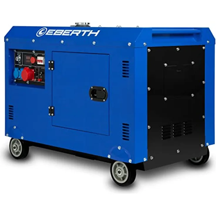 EBERTH GG3-ERD8000E, 8000 Watt Diesel Notstromaggregat mit 13,9 PS, 3-Phasen Stromgenerator, 1x 400V, 2x 230V, 1x 12V