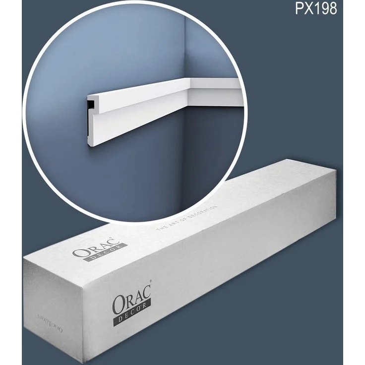 Orac Decor Zierleiste PX198-box MODERN, 24 Stück Wandleisten aus Duropolymer®, 48 m, vorgrundiert in Weiß