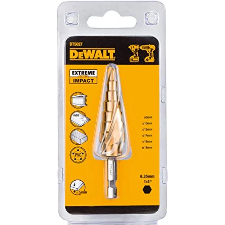 DeWalt DT5027-QZ Stufenbohrer HSS-G 6-18mm, Metallbohrer mit Split Point Spitze und Lasergravur für bessere Sichtbarkeit – Bild 2