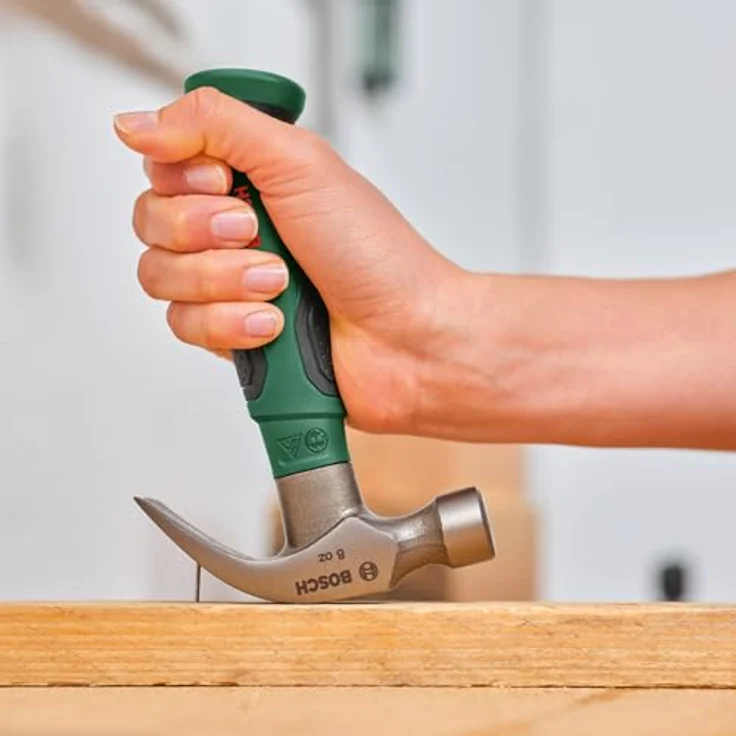 Bosch Klauenhammer 225g/8oz (Kompakte Stubby Ausführung, Robuster Kohlenstoffstahl, V-förmige Klaue, Softgrip-Handgriff) – Bild 3