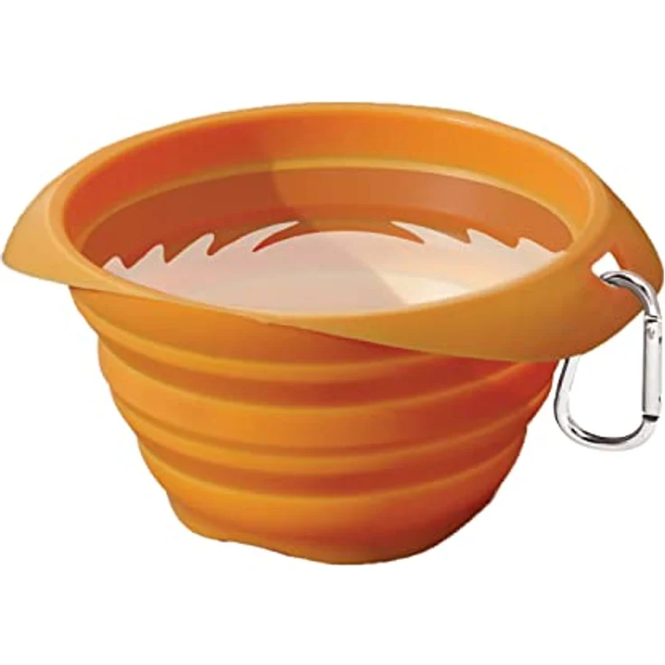 Kurgo Zusammenfaltbarer Hundenapf, BPA-freies Silikon, 700 ml, für Futter und Wasser, Orange – Bild 1
