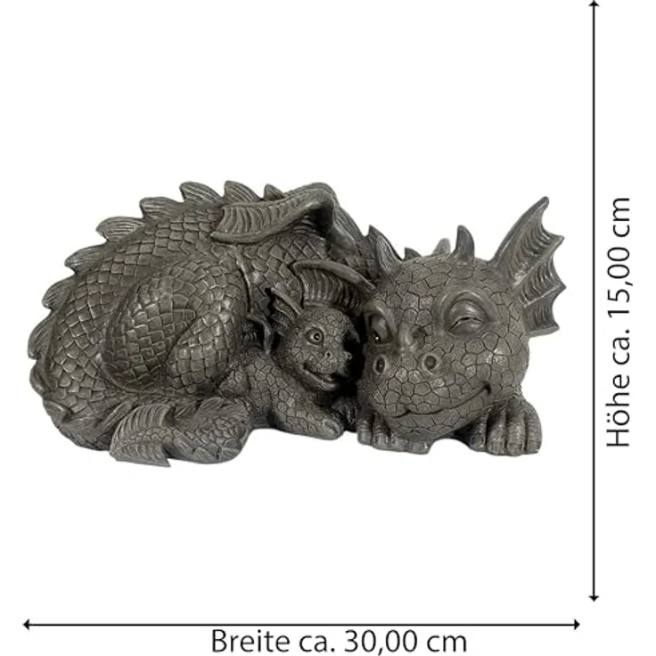 MystiCalls Gartenfigur Gartendrache - Modell Mutterliebe - Fantasy Figur Deko Drache Garten – Bild 6