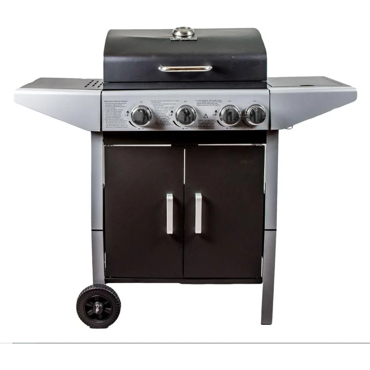 Ravanson GO-3, 10,6 kW Gasgrill mit drei Hauptbrennern, gusseisener Grillrost, stabiler Deckel, schwarz-silber