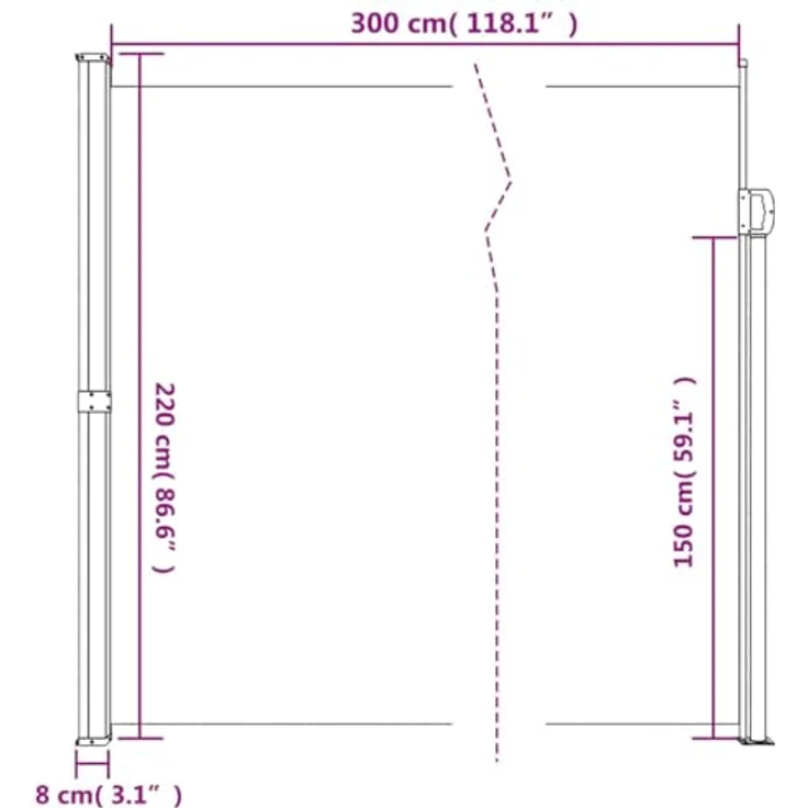 vidaXL Seitenmarkise Ausziehbar Braun 220x300 cm, Wasserfest, UV-beständig, Praktisches Design – Bild 9