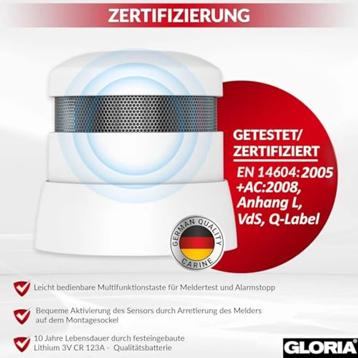 Gloria Rauchwarnmelder Rauchmelder (inkl. 10 Jahres-Batterie) – Bild 5