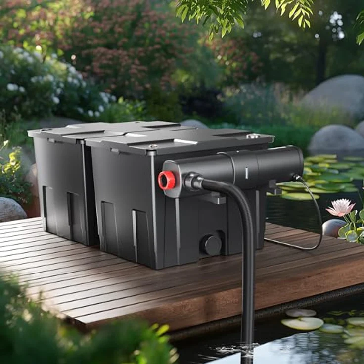 SunSun Bio CBF-350B, Teichfilter bis 60.000L mit 10.000L/h, 2-Kammer Durchlauffilter für biologische und mechanische Reinigung – Bild 2