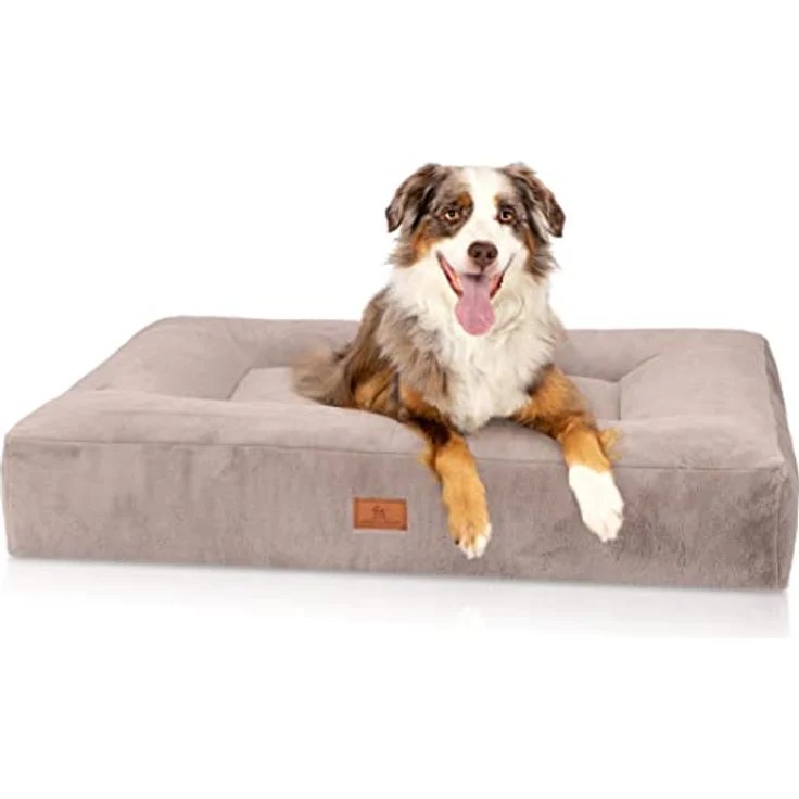 Knuffelwuff orthopädisches Hundebett Midland M-L 80 x 60cm Grau - Hundekissen für große, mittelgroße und kleine Hunde - Waschbar – Bild 1
