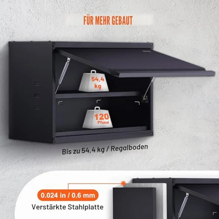 VEVOR Werkstatt Wandschrank, Hängeschrank 77 x 31,8 x 50 cm, 108 kg Tragfähigkeit, verstellbare Regale, SPCC-Stahlplatte – Bild 3