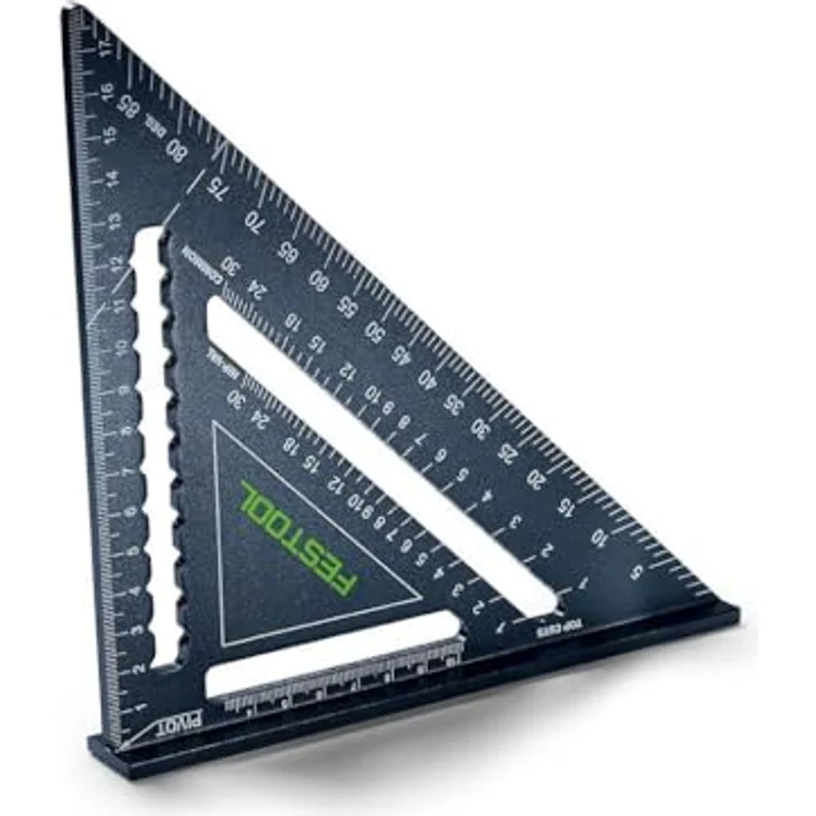 Festool ZMW-FT1 578971 Zimmermannswinkel, 180 mm, mit beidseitiger metrischer Skala und abwischbarer Notizfläche, dunkelblau – Bild 1