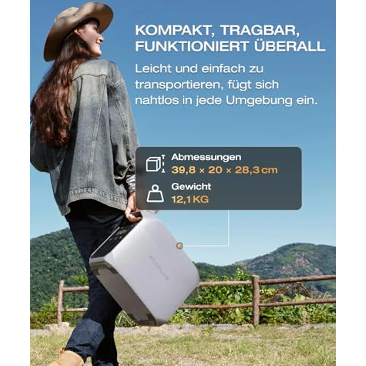 EcoFlow DELTA 3 Classic Tragbare Powerstation, 1 024Wh LiFePO4, 1 800 W AC (3 600 W Spitze), 100 W USB-C, Hellgrau, 1-Stunden-Schnellladung – Bild 8