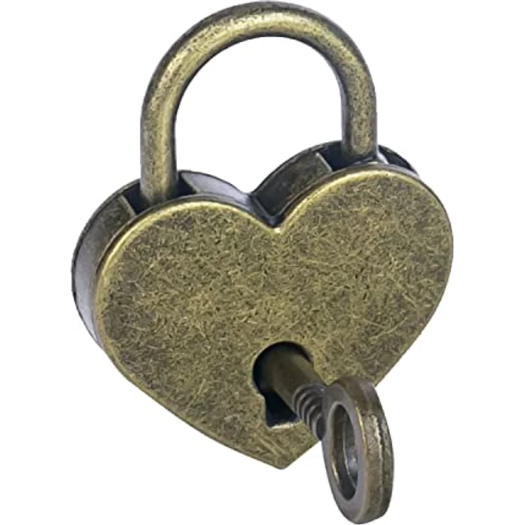 HMF Vintage Deko Vorhängeschloss mit Schlüssel in Herzform | 3,9 x 3 x 0,7 cm | Bronze – Bild 3