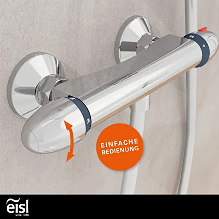 EISL Duscharmatur VITAL, Mischbatterie mit Thermostat, Wasserhahn Dusche mit Sicherheitssperre bei 38°C, Brausearmatur, Brausethermostat Chrom CLT168VCR – Bild 4