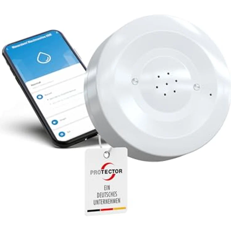 PROTECTOR Wasseralarm WA-3 WiFi, kompakter Wassermelder mit App-Benachrichtigung, detektiert Fuß- und Tropfwasser, batteriebetrieben – Bild 1