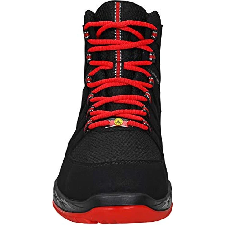 ELTEN Sicherheitsschuhe MADDOX black-red Mid ESD S3, Herren, Textil, Stahlkappe, leicht, sportlich, Schwarz/Rot, Größe: 44 – Bild 2