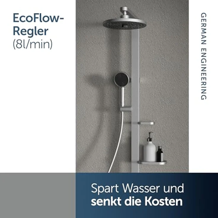 Ideal Standard Handbrause Alu+, 2-Funktionen in Silber mit komfortablem Massage- und Regenmodus, 8 l/min Durchflussreduzierung, IF Design Award 2024 – Bild 3