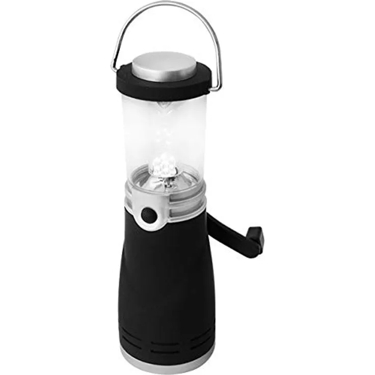 Eaxus® LED Dynamo Camping Laterne - Wasserdichte Notfall Kurbel Lampe, Silber
