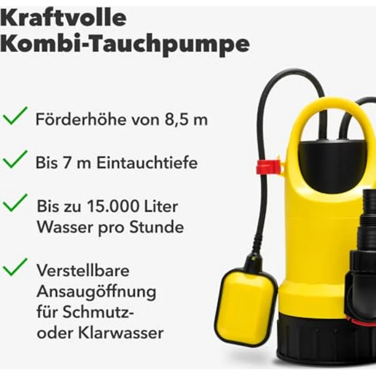 TROTEC Tauchpumpe TCW 900 – Kombi-Tauchpumpe für Klar-/Schmutzwasser – 15.000 l/h, 900 Watt, max. 7m Eintauchtiefe, IPX8 – Bild 2