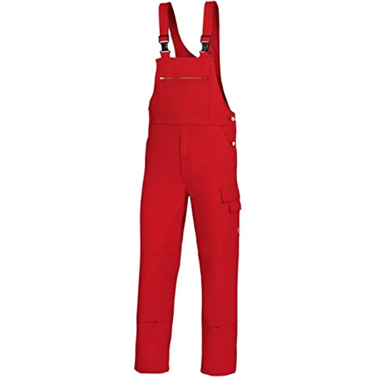 BP Workwear Basic 1482-060-81 Latzhose - Stoffhosenträger mit Gummieinsatz - Taschen für Knieschoner - Reine Baumwolle - Normale Passform - Größe: 56 - Farbe: rot