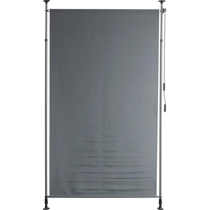 DELUKE Senkrechtmarkise TURI 150x300cm, Höhenverstellbar, Dunkelgrau, Ohne Bohren, UV-beständig, Klemmmarkise für Balkon und Garten