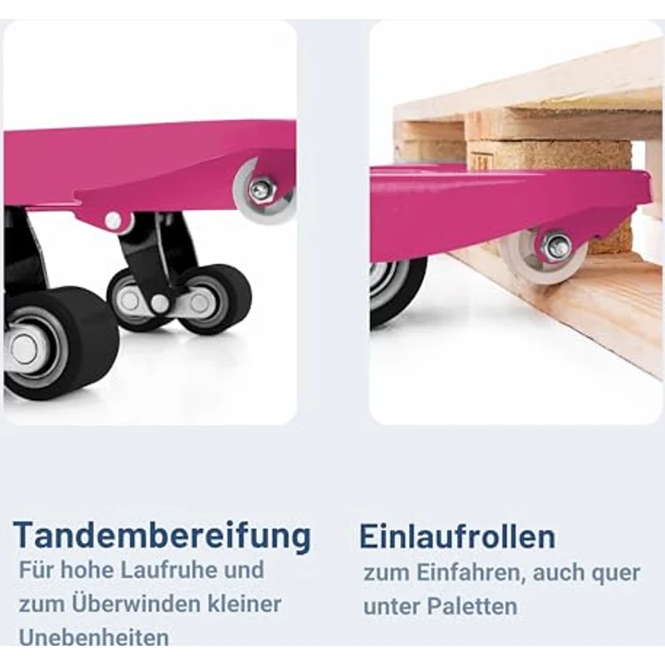 Pallit Gabelhubwagen COLOR, 2500kg Palettenwagen aus Stahl mit 1150mm Gabellänge, PU Rollen und ergonomischer Deichsel, RAL 2011 tieforange – Bild 3