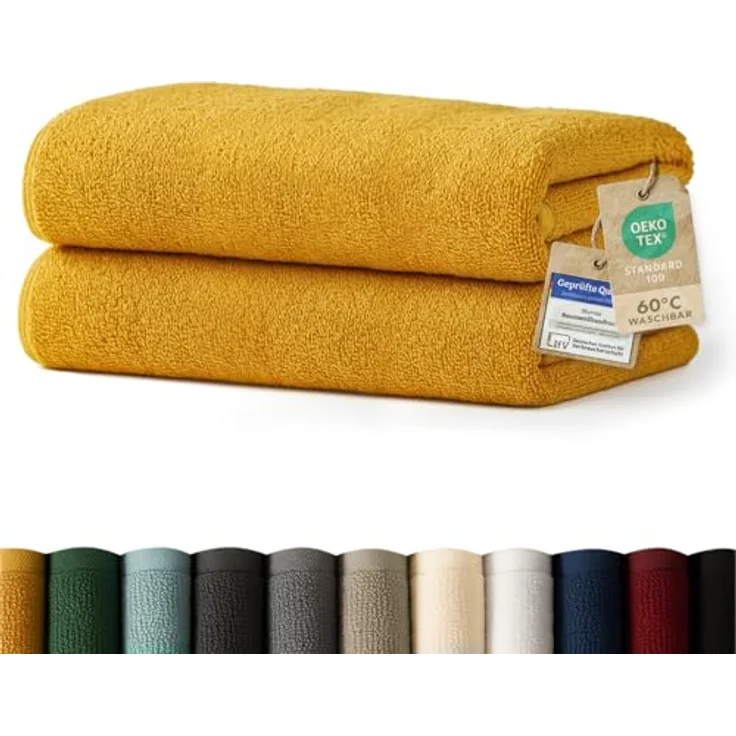Blumtal Saunatuch, Gelb, 80x200 cm, Oeko-Tex® Standard 100, 100% Baumwolle, 500 g/m², Freizeit & Wellness – Bild 1