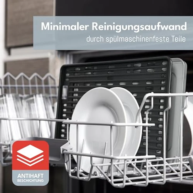 LEBENLANG 2in1 Elektrogrill Tischgrill elektrisch, 2000W mit Temperaturregler, inkl. Standfuß & Grillzange, für Balkon & Wohnung, antihaftbeschichtet, kompakt & mobil – Bild 5