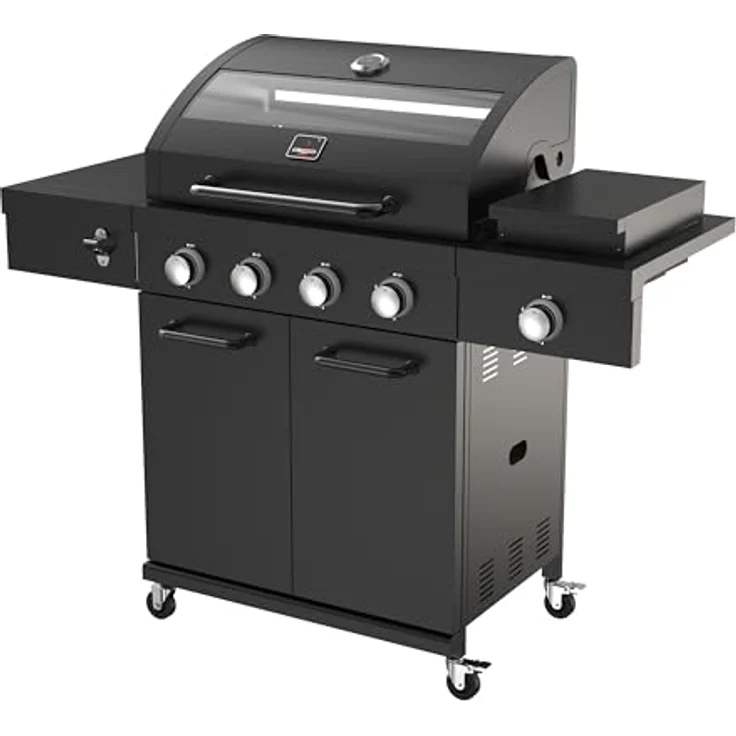 El Fuego® Gasgrill "KINGSTON NOCTURNE", 4 + 1 Brenner, Infrarotbrenner, 2 Hochleistungsbrenner, Edelstahl, mit Sichtfenster und LED-Beleuchtung, Schwarz – Bild 3