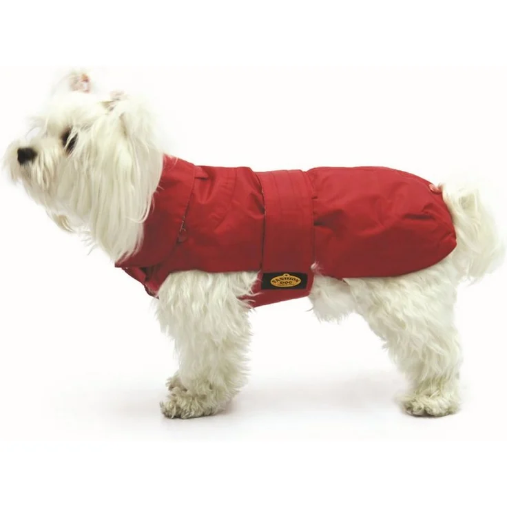 Fashion Dog Hundemantel mit Kunstpelz-Futter, Wasserdichter Wintermantel, Rot, 27 cm