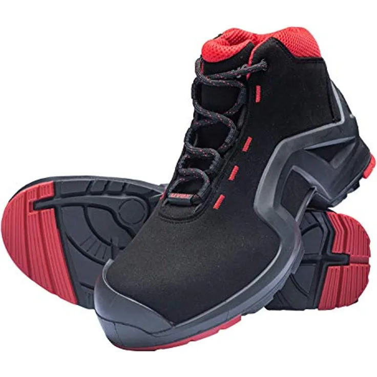 Uvex 1 X-Tended Support Arbeitsstiefel - Sicherheitsstiefel S3 SRC ESD - Rot-Schwarz, Größe:43