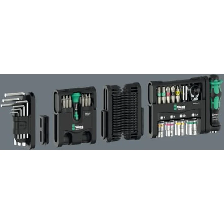 Wera Bohrer- und Bitset Tool-Check Modular Set 1, 21-teiliges Set mit Winkelschlüsseln, Adapter und flexiblem Scharnier – Bild 2