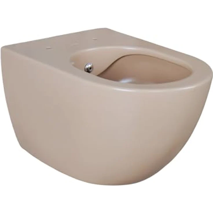 Creavit RimOff Hänge WC, spülrandlos mit Hygiene-Bidetfunktion, Cappuccino matt, 35,5x35x51 cm – Bild 1