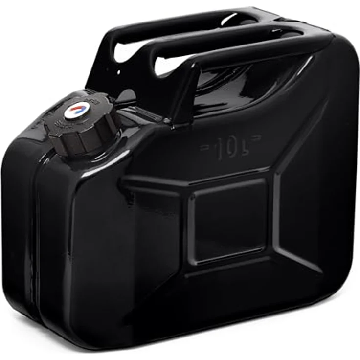 BW® Benzinkanister Metall 3x 10 Liter, Schwarz RAL 9005, TÜV-geprüft, UN-zugelassen, aus 0,9mm Stahl nach DIN 7274, mit Schraubverschluss – Bild 3