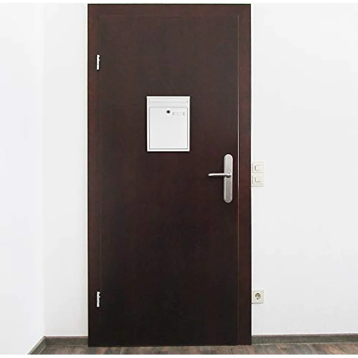 Rottner Briefkasten Como Weiß, Stahl-Briefkasten Mailbox, Postkasten, Zaunbriefkasten, 2 Einwurfschlitze, Namensschild – Bild 5
