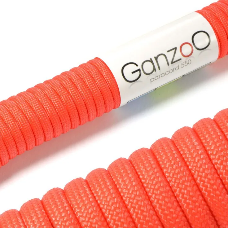 Ganzoo Paracord 550 Seil / Typ III / Signalorange, reißfestes Kernmantel-Seil mit 7 Kernsträngen