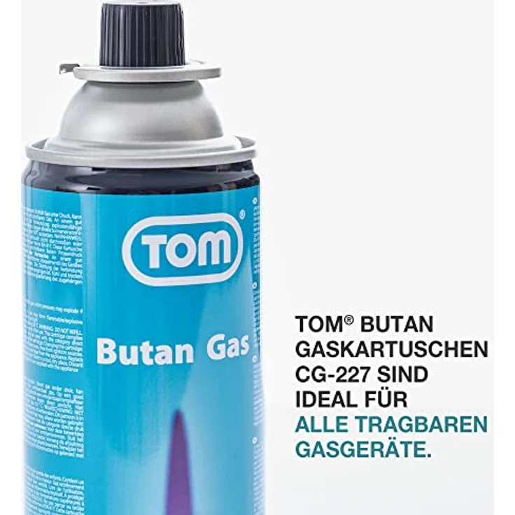 TOM 14 x Butangas Gaskartuschen CG-227 Set mit MSF-1A Bajonettventil, ideal für Campingkocher, Gaslampen und Unkrautbrenner – Bild 3