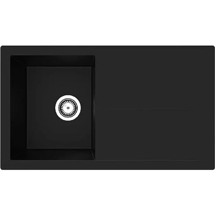 Einbauspüle Küchenspüle Spüle Granit Mineralite 86 x 50 cm Schwarz Respekta – Bild 1
